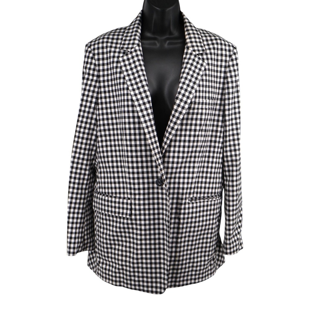 Rag & Bone Ames Gingham Check Oversized Blazer Black White Office Siren 10 EUC - Picture 2 of 12